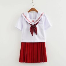 画像3: 大きいサイズあり 可愛い赤いスカート セーラー学生服 女子高生制服 コスプレ 衣装 通販 (3)