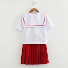 画像5: 大きいサイズあり 可愛い赤いスカート セーラー学生服 女子高生制服 コスプレ 衣装 通販 (5)